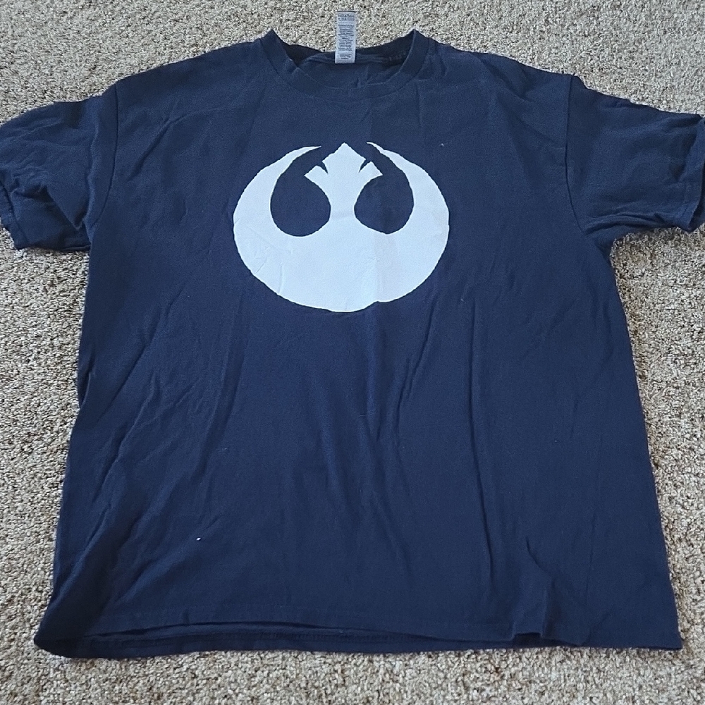 Gildan Navy Blue Tee with White Graphic